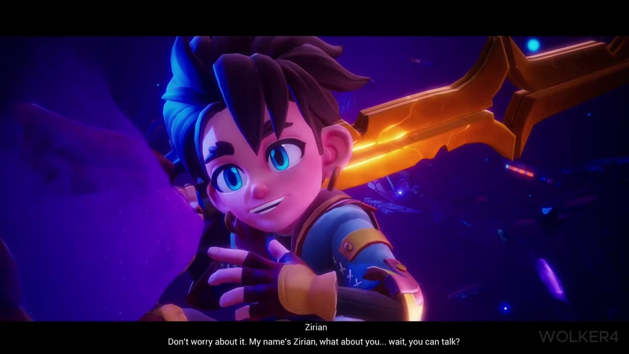 Close-up of Zirian introducing himself during the opening sequence