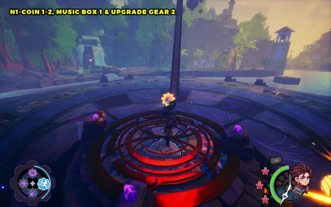Meridian Village: N1-C0in ##1–2 Music Box #1 Upgrade Gear #2 location screenshot