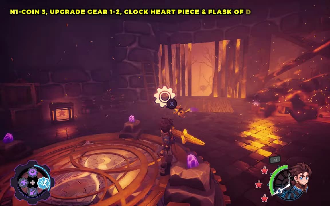 Scorched Grove: N1-C0in #3 Upgrade Gear #1–2 Clock Heart Piece Flask Of Dye location screenshot