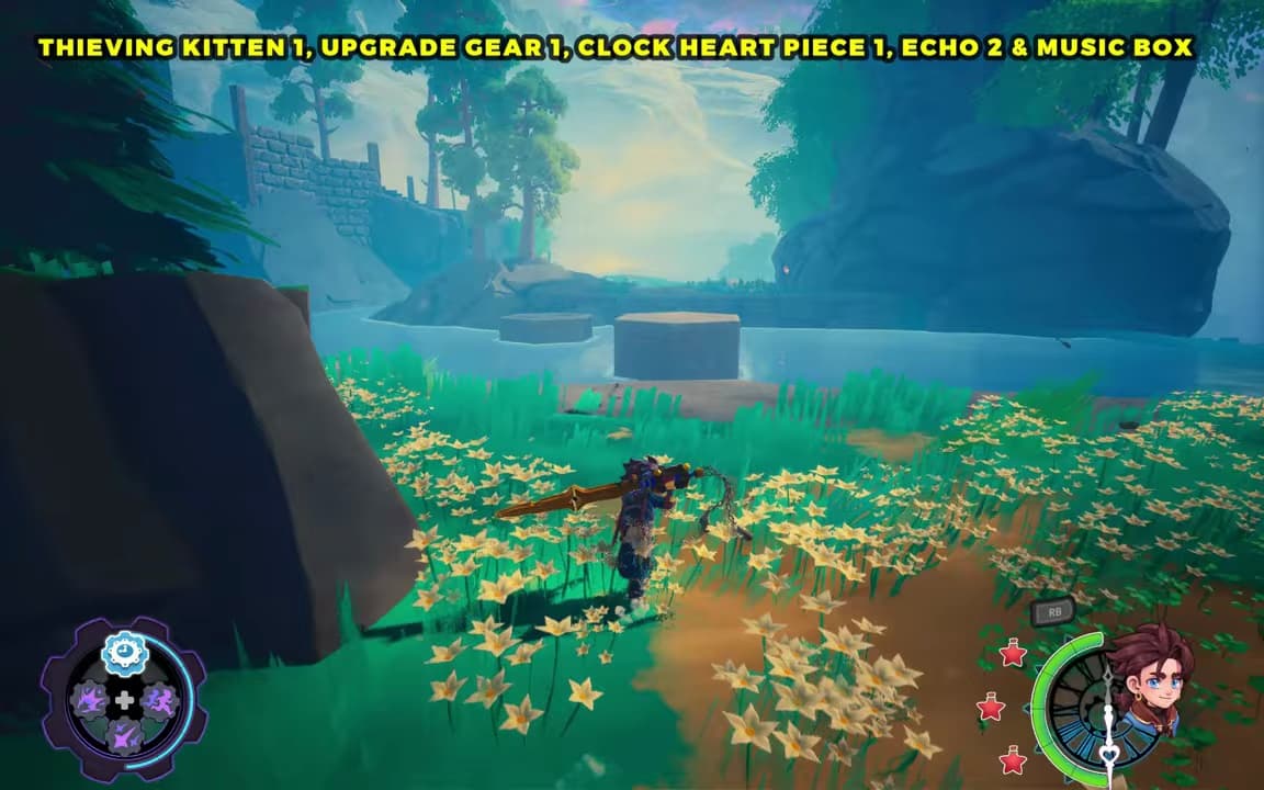 Canal Hamlet: Thieving Kitten 1 Upgrade Gear #1 Clock Heart Piece #1 Echo #2 Music Box location screenshot